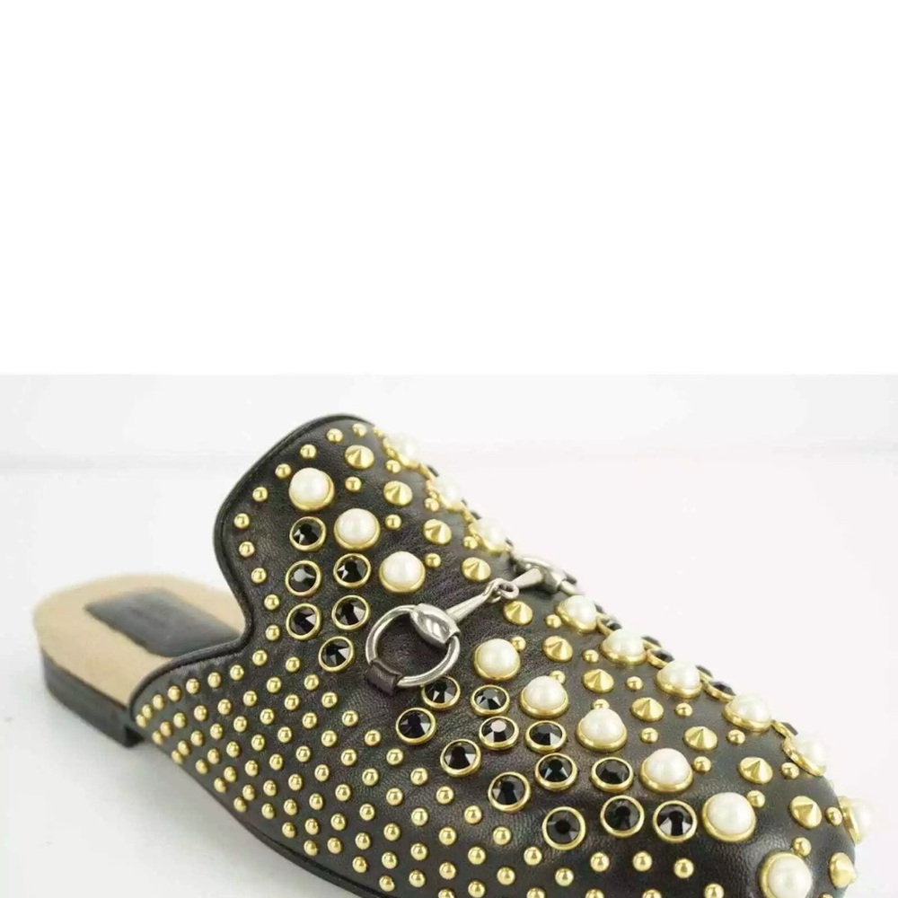 Gucci Princeton Pearl Studded Mules NWT! 37/7 black Horsebit NEVER WORN! Leather - Picture 2 of 9